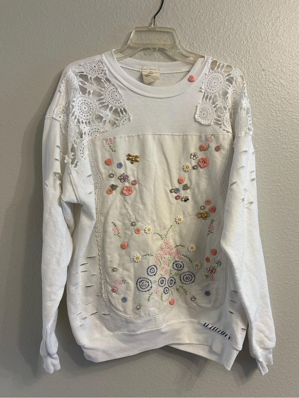 Free People x Tricia Fix Embroidered Crewneck Sweatshirt